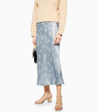 Topshop + Floral Jacquard Bias Midi Skirt