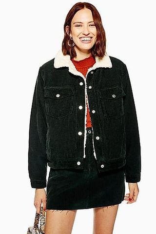 Topshop + Forest Cord Borg Lined Jacket