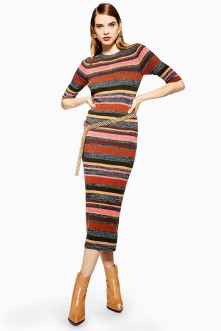 Topshop + Knitted Stripe Dress