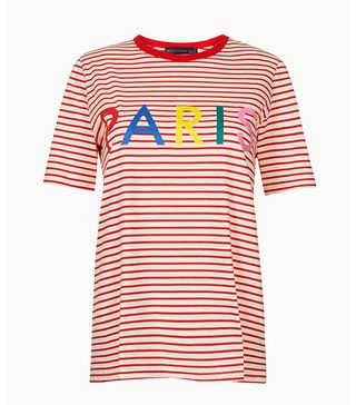 Marks & Spencer + Pure Cotton Striped Paris Straight Fit T-Shirt