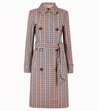 Marks and Spencer + Checked Double Breasted Trench Coat