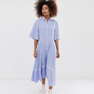 Dream Sister Jane + Exclusive Button Through Midi Shirt Dress with Full Skirt