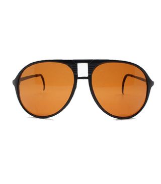Vintage + 80s Aviator Sunglasses. Black Matt Frame With Orange