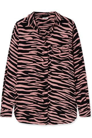 Ganni + Lindale Zebra-Print Crepe Shirt
