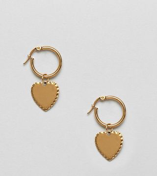 Regal Rose + 18k Gold Plated Heart Drop Hoop Earrings