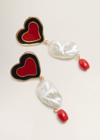 Mango + Heart-Shaped Pearl Earrings