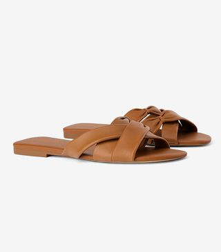 Zara + Low-Heeled Strappy Leather Sandals