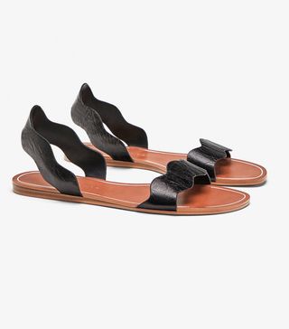 Zara + Leather Sandals With Wavy Strap