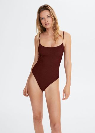 Mango + Wrap-Back Textured Swimsuit