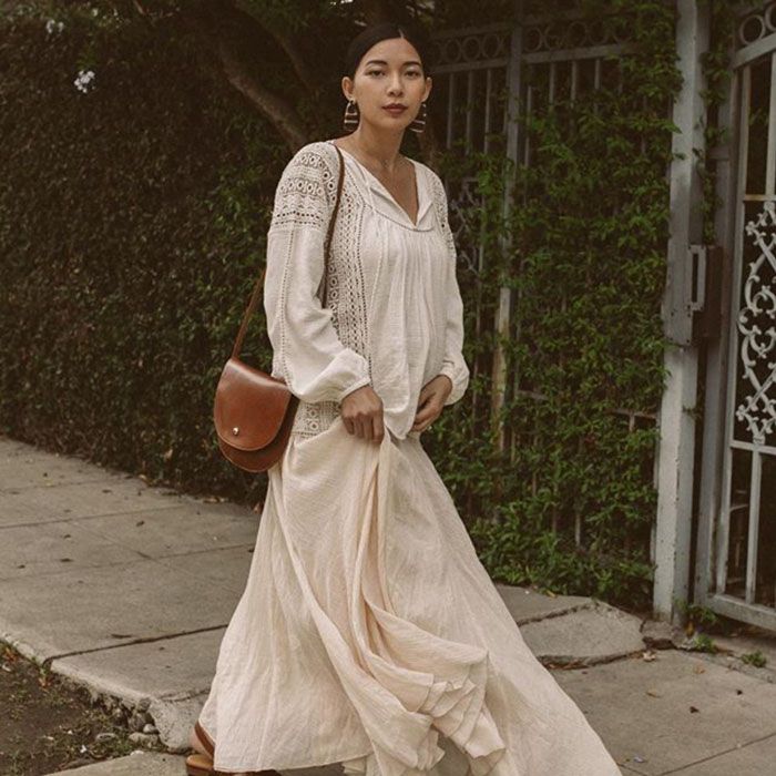 long sleeve boho white maxi dress Boho High Low Dress - White main image 1