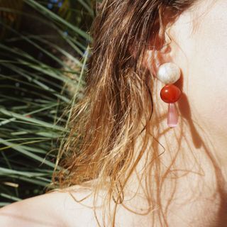 Nst + Carnelian Stone & Glass Drop Earrings