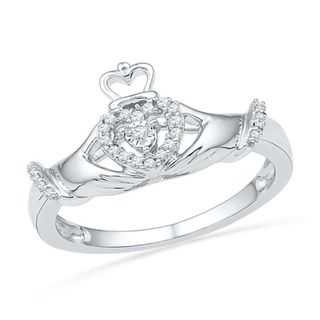 Zales + Diamond Claddagh Ring in Sterling Silver