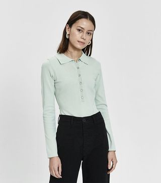 Stelen + Kiri Long Sleeve Polo Bodysuit in Mint