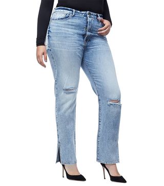 Good American + Good Boy High Rise Ripped Boyfriend Jeans