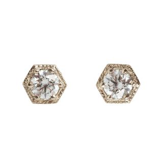 Catbird NYC + Hexagon White Diamond Earrings