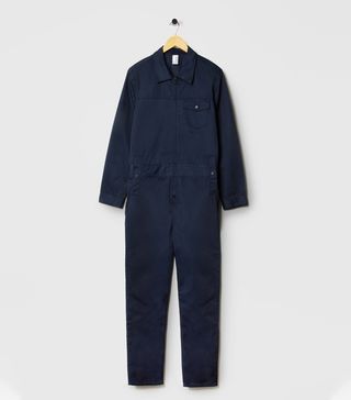 M.C.Overalls + Polycotton Collared Zip Overall Navy