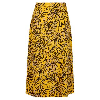 Dorothy Perkins + Yellow Zebra Print Midi Skirt