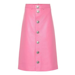 Balenciaga + Leather Midi Skirt