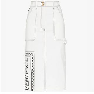 Versace + Fitted Logo Print Skirt