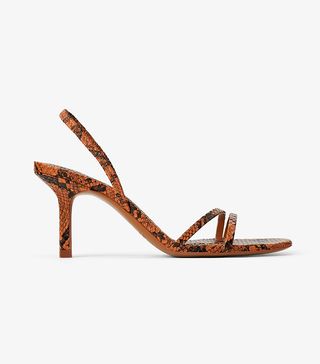 Zara + Mid Heel Sandals With Elastic Band Detail