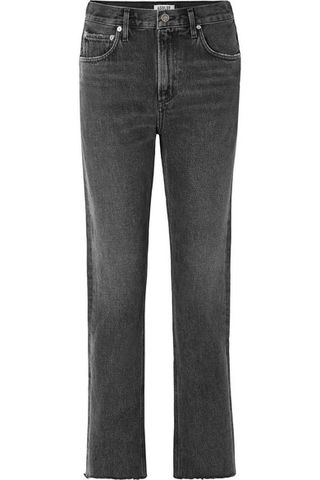 Agolde + Cherie Distressed High-Rise Straight-Leg Jeans