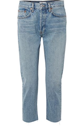Re/Done + Cropped Mid-Rise Slim Boyfriend Jeans
