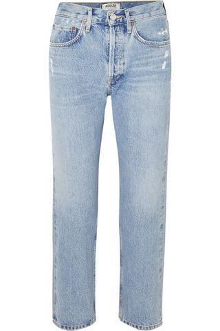 Agolde + Parker Distressed Cropped Mid-Rse Straight-Leg Jeans