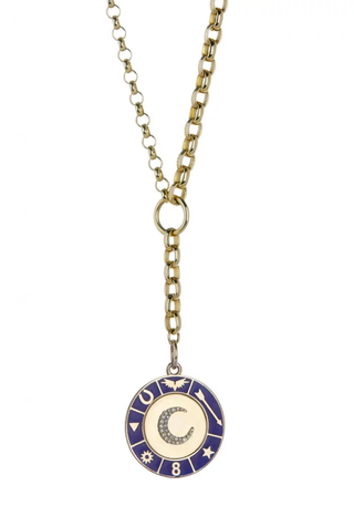Foundrae + Crescent Wheel Medallion Belcher Chain Necklace