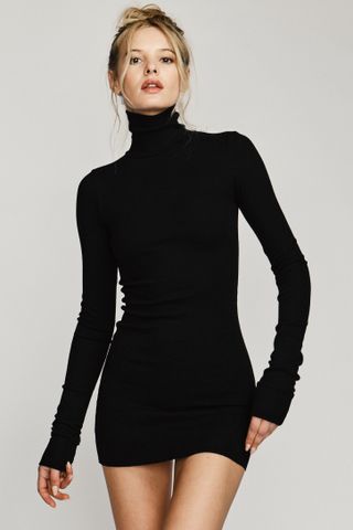 Éterne + Long Sleeve Turtleneck Dress Mini Black