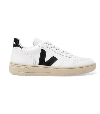 Veja + V-10 Leather Sneakers in White and Black