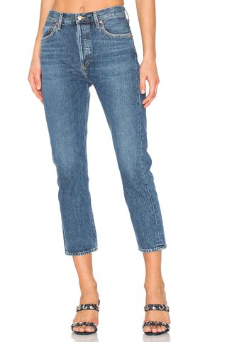Agolde + Riley High Rise Straight Crop Jeans in Air Blue
