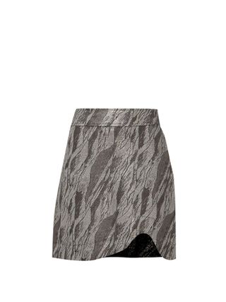 Ganni + High-Rise Curved-Hem Jacquard Mini Skirt