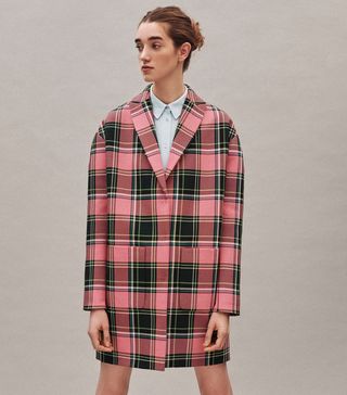 Delpozo + Oversized Plaid Tweed Jacket