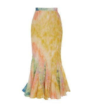 Rhode Resort + Sienna Pleated Tie-Dye Cotton Midi Skirt