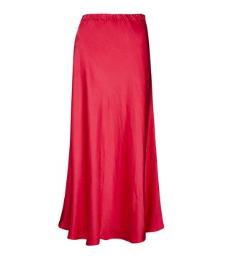 Finery + Alberte Shocking Pink Satin Midi Skirt
