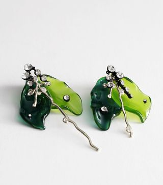 & Other Stories + Mismatched Rhinestone Lily Pad Earrings