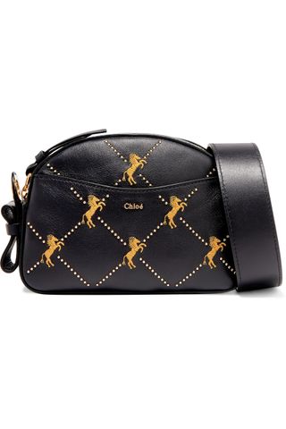 Chloé + Studded Embroidered Leather Shoulder Bag