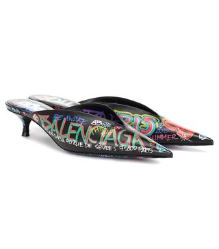 Balenciaga + Graffiti Knife Leather Mules