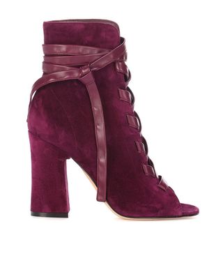 Gianvito Rossi + Brooklyn Open-Toe Suede Ankle Boots