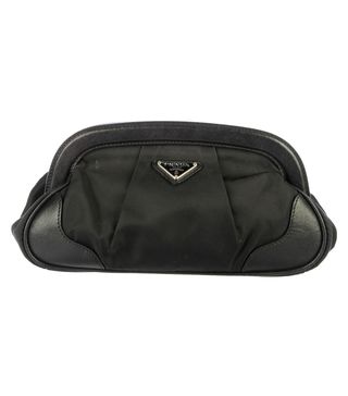 Prada + Leather-Trimmed Tessuto Pouch