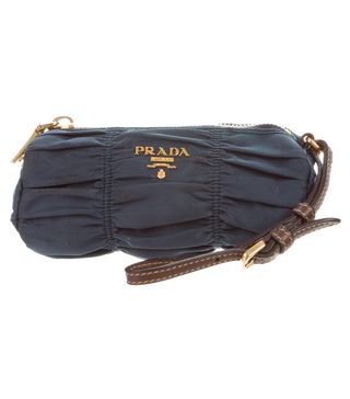 Prada + Leather-Trimmed Tessuto Wristlet