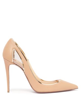Christian Louboutin + Cosmo 554 Tan Leather and Perspex Pumps