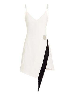 David Koma + Fringe Detail White Cami Dress