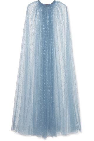 Monique Lhuillier + Crystal-Embellished Tulle Cape