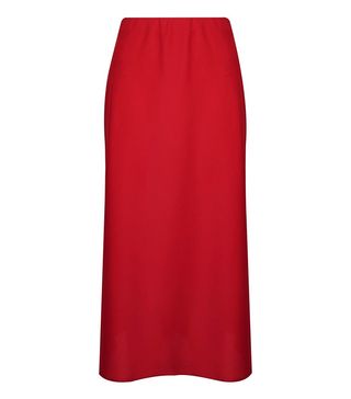 Dorothy Perkins + Red Bias Satin Midi Skirt