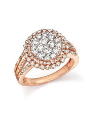 Bloomingdale's + Diamond Double Halo Cluster Ring in 14K Rose Gold