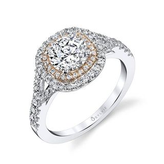 Sylvie + Rose-Cushion Shaped Double Halo Engagement Ring