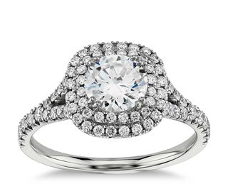 Blue Nile + Duet Halo Diamond Engagement Ring