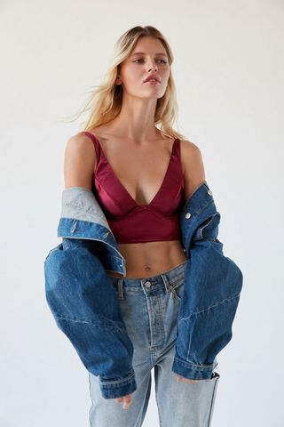 Out From Under + Victoria Satin Plunging Bra Top