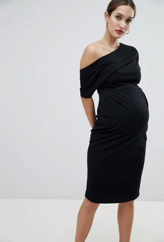 ASOS Maternity + Pleated Shoulder Pencil Dress